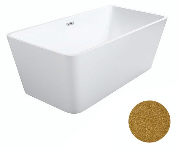 Besco Akrylátová volně stojící vana Evita Glam Z 160x80 Barva: Bílá/zlatá, Rozměry (cm): 160x80, Typ a barva výpustě: Click-Clack s přepadem, zlatá
