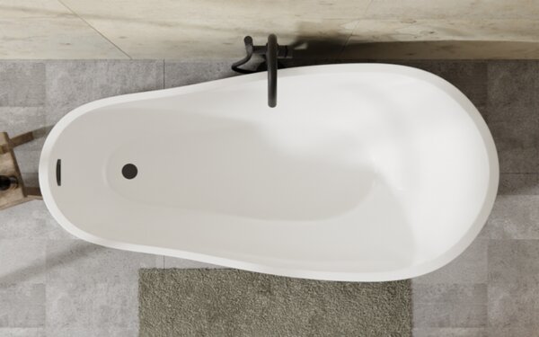 Besco Akrylátová volně stojící vana Melody BW Matt 150x80 (170x80) Barva: Bílá/černá, Rozměry (cm): 170x80, Typ a barva výpustě: Click-Clack s přepadem, chrom