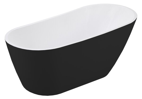 Besco Akrylátová volně stojící vana Melody BW Matt 150x80 (170x80) Barva: Bílá/černá, Rozměry (cm): 170x80, Typ a barva výpustě: Click-Clack s přepadem, chrom