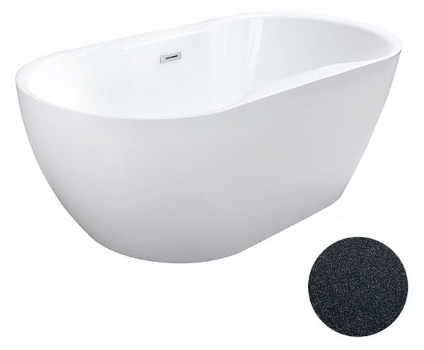 Besco Akrylátová volně stojící vana Navia Glam G 140x75 (150x80, 160x80) Barva: Bílá/grafit, Rozměry (cm): 140x75, Typ a barva výpustě: Click-Clack s přepadem, bílá