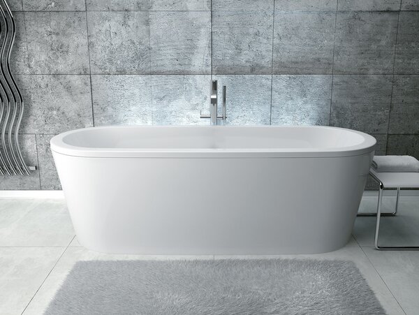 Besco Volně stojící vana ze sanitárního kompozitu Victoria CC/BP 160x75, bez přepadu Rozměry (cm): 160,5x74,5, Typ a barva výpustě: Alcaplast Click-Clack s horním čištěním, bílá