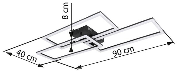 Globo 67247-58 LED přisazené stropní svítidlo Tiny1x58W | 4300lm | 2700-6000K- dálkové ovládání, stmívatelné, paměťová funkce, noční režim, černá, opál