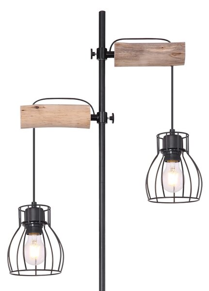 Globo 15326-2SN stojací svítidlo Mina 2x40W | E27 - černá, dřevo