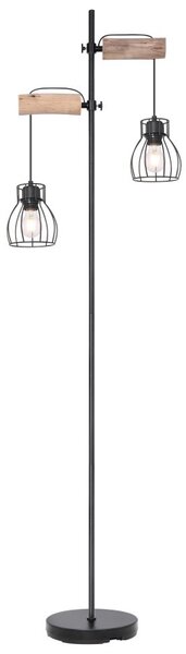 Globo 15326-2SN stojací svítidlo Mina 2x40W | E27 - černá, dřevo