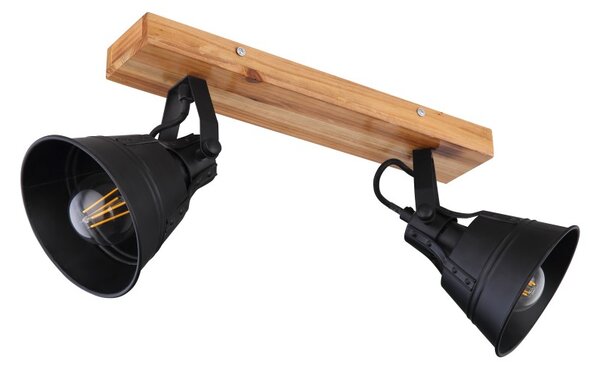 Globo 15466S-2 přisazené stropní bodové svítidlo Günther 2x60W | E27 - černá. dřevo
