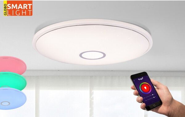 Globo 41386-30RGBSH LED stropní svítidlo Connor 1x30W | 2400lm | 3000-6000K | RGB - smart light, dálkové ovládání, stmívatelné, noční režim, paměťová funkce, časoač, třpytivý efekt, bílá
