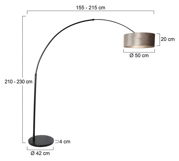 Steinhauer Stojací lampa Sparkled Light oblouk černá/stříbrná, Černá, Obývací pokoj / jídelna, kov, Moderní
