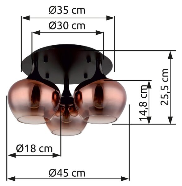 Globo GLB15548-3DG přisazené stropní svítidlo MAXY E27