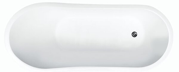 Besco Volně stojící vana z litého mramoru Gloria 150x67 (160x67,5) Barva: Bílá, Rozměry (cm): 150x67, Typ a barva výpustě: Click-Clack s horním čištěním, černá