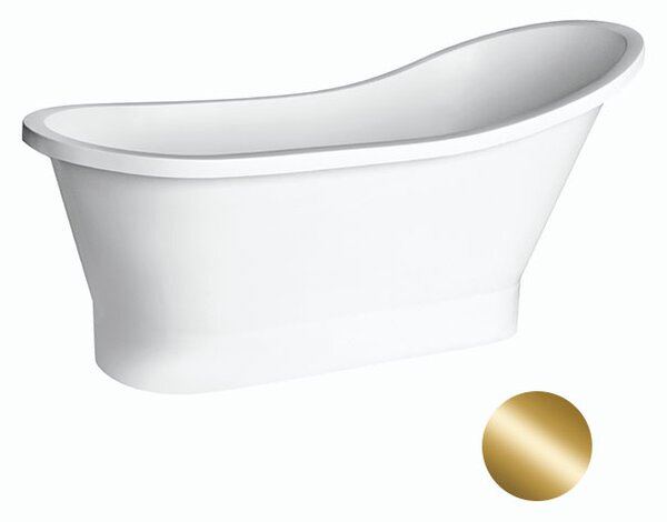 Besco Volně stojící vana z litého mramoru Gloria 150x67 (160x67,5) Barva: Bílá, Rozměry (cm): 150x67, Typ a barva výpustě: Click-Clack s horním čištěním, černá