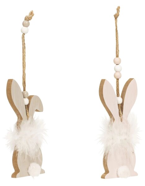 Závěsný dřevěný zajíček FLUFFY BUNNY 12 cm - více variant