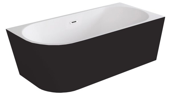 Besco Akrylátová volně stojící rohová vana Zoya BW Matt 150x75 (170x80) bílá/černá Rozměry (cm): 170x80, Typ a barva výpustě: Click-Clack s přepadem, chrom, Orientace: Levá