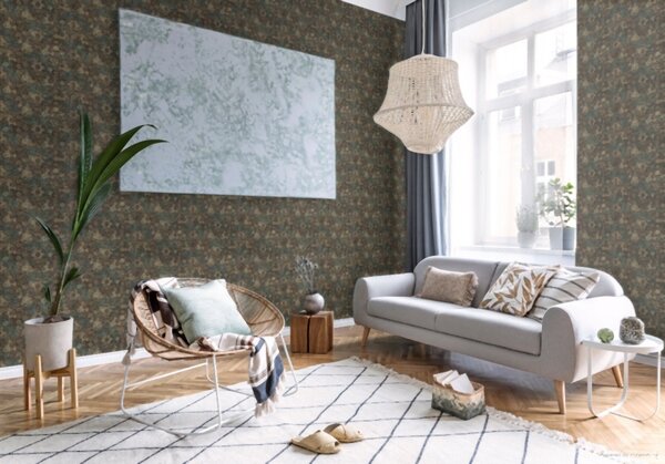 A.S. Création | Vliesová tapeta na zeď New Walls 37391-1 | 0,53 x 10,05 m | zelená, béžová, hnědá