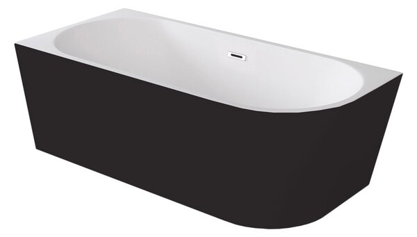 Besco Akrylátová volně stojící rohová vana Zoya BW Matt 150x75 (170x80) bílá/černá Rozměry (cm): 170x80, Typ a barva výpustě: Click-Clack s přepadem, chrom, Orientace: Levá