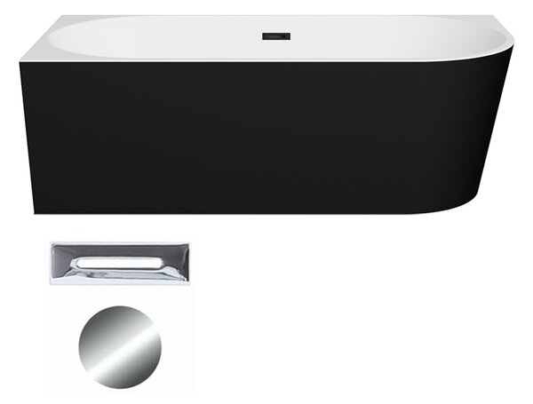 Besco Akrylátová volně stojící rohová vana Zoya BW Matt 150x75 (170x80) bílá/černá Rozměry (cm): 170x80, Typ a barva výpustě: Click-Clack s přepadem, chrom, Orientace: Levá