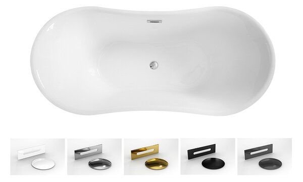 Besco Akrylátová volně stojící vana Amber BW 170x80 Barva: Bílá/černá, Rozměry (cm): 170x80, Typ a barva výpustě: Click-Clack s přepadem, černá
