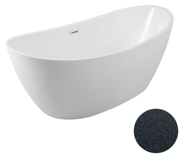Besco Akrylátová volně stojící vana Ayla Glam G 170x80 Barva: Bílá/grafit, Rozměry (cm): 170x80, Typ a barva výpustě: Click-Clack s přepadem, grafit