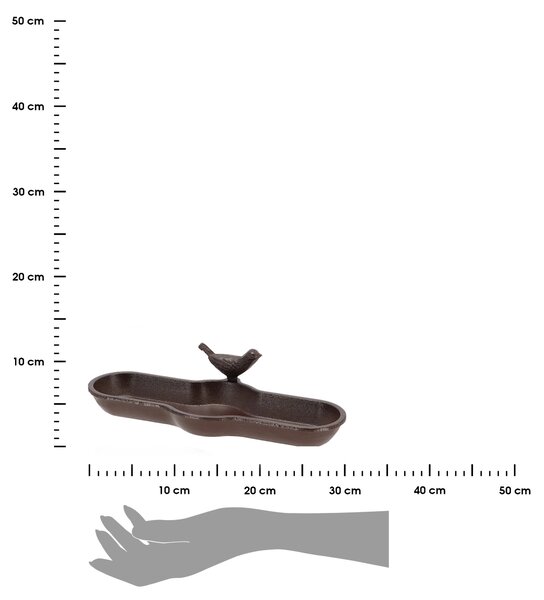 Napajedlo pro ptáky Bird, 7x29,5 cm, litina, hnědá