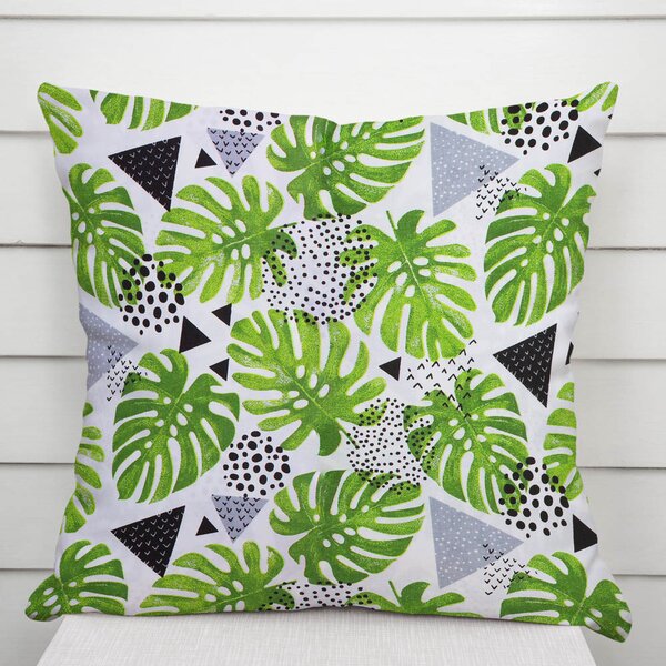 Biante Bavlněný povlak na polštář Sandra SA-175 Zelené listy Monstera 30 x 50 cm