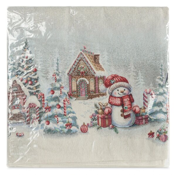 VÁNOČNÍ GOBELÍNOVÝ UBRUS NOELVILLE 140X180 CM VZOROVANÝ