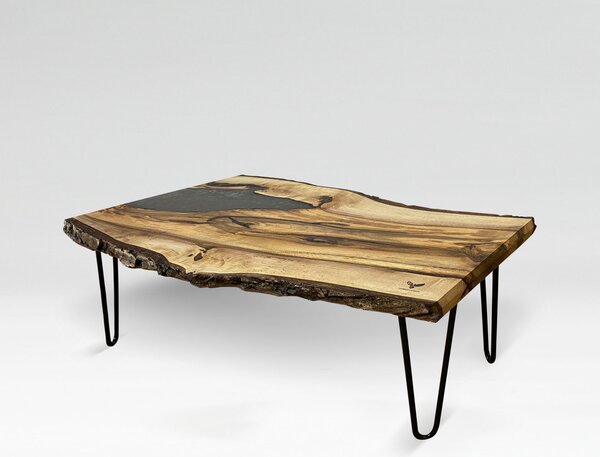 Stůl Magnetic ořech epoxy kovová s černým lesklým práškovým lakem olej stoly konferenční stůl