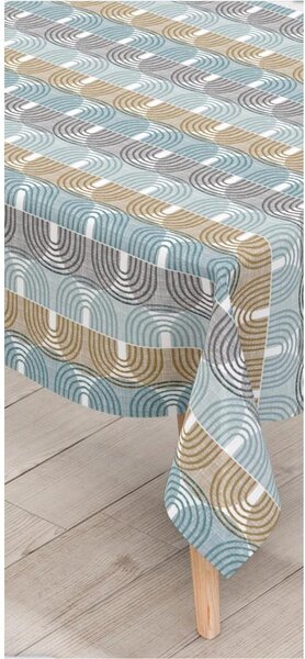 Ubrus PVC 206B, metráž, 20 m x 140 cm, obloučky modro-hnědé, IMPOL TRADE