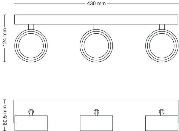 Philips BRACIA bodové svítidlo LED 16,5W 1650lm 2700K 43cm IP20, černé