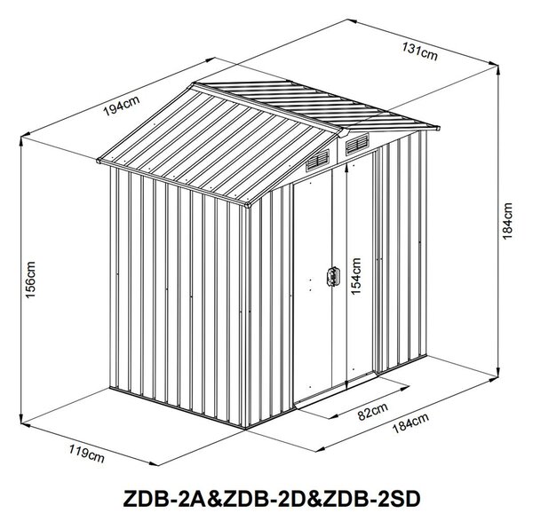 Zahradní domek BestBerg ZDB-2A / 2,5 m² / 194 x 131 x 184 cm / šedá