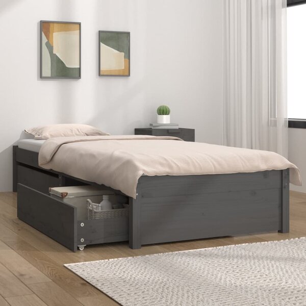 Rám postele se zásuvkami šedý 90 x 190 cm Single