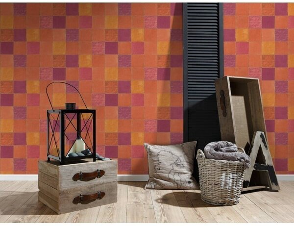 A.S. Création | Vliesová tapeta na zeď New Walls 37406-5 | 0,53 x 10,05 m | červená, oranžová