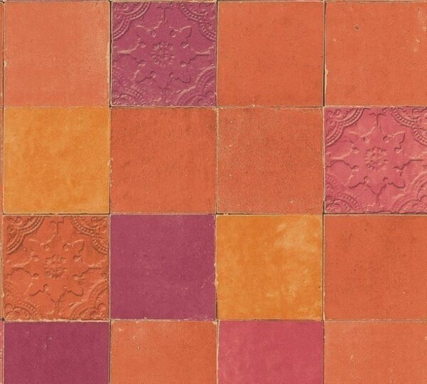 A.S. Création | Vliesová tapeta na zeď New Walls 37406-5 | 0,53 x 10,05 m | červená, oranžová