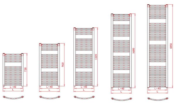 BPS-koupelny Koupelnový radiátor Eco EC-X 45132 / bílá RAL 9016 (132x45 cm)