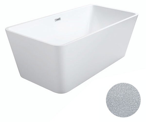 Besco Akrylátová volně stojící vana Evita Glam S 160x80 Barva: Bílá/stříbrná, Rozměry (cm): 160x80, Typ a barva výpustě: Click-Clack s přepadem, chrom