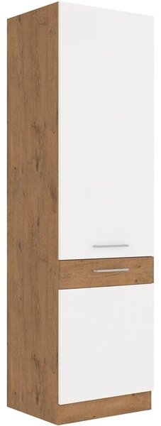 Kuchyňská skříň na zabudovanou lednici 60x210 cm 01 - VISION - Bílá lesklá / Dub lancelot