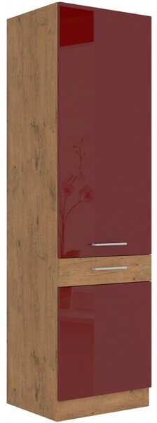 Kuchyňská skříň na zabudovanou lednici 60x210 cm 03 - VISION - Bordo / Dub lancelot