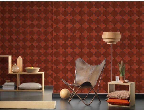 A.S. Création | Vliesová tapeta na zeď New Walls 37421-1 | 0,53 x 10,05 m | červená, černá, šedá