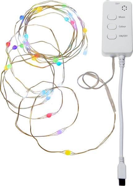 Chytrý LED světelný řetěz Multicolor + White 3 m