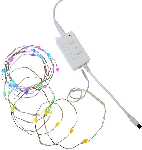 Chytrý LED světelný řetěz Multicolor + White 3 m