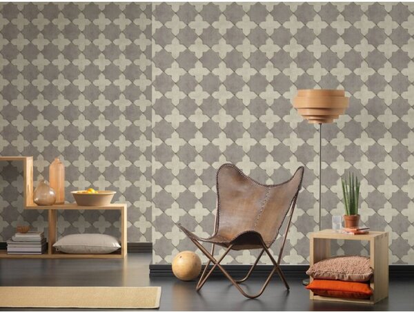 A.S. Création | Vliesová tapeta na zeď New Walls 37421-5 | 0,53 x 10,05 m | krémová, šedá