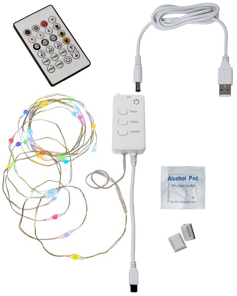 Chytrý LED světelný řetěz Multicolor + White 3 m