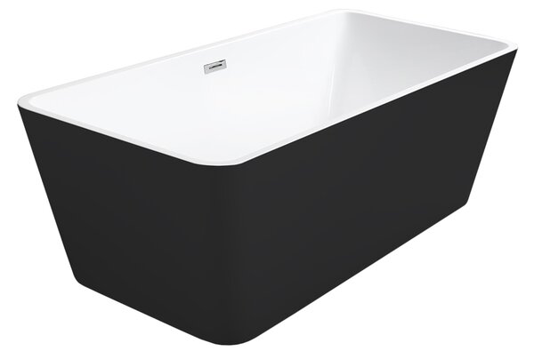 Besco Akrylátová volně stojící vana Evita BW 160x80 Barva: Bílá/černá, Rozměry (cm): 160x80, Typ a barva výpustě: Click-Clack s přepadem, chrom