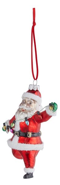 HANG ON Skleněná ozdoba Santa se světelným řetězem FAVI cz