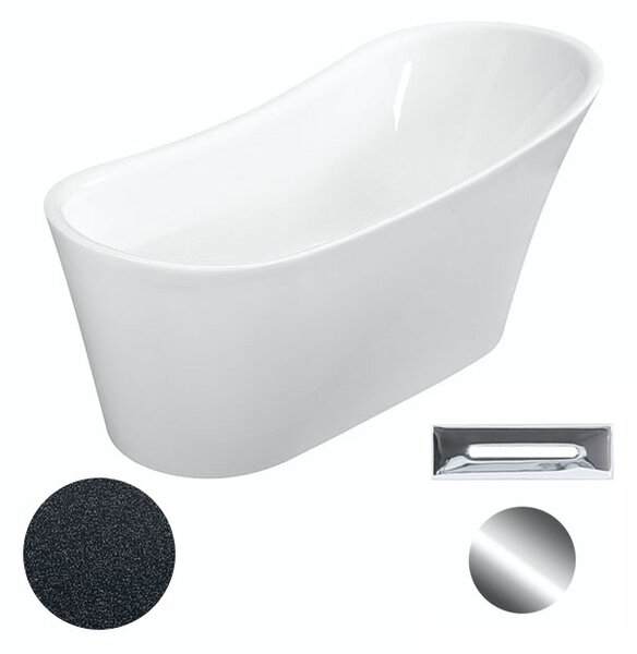 Besco Akrylátová volně stojící vana Calima Glam G 170x74 Barva: Bílá/grafit, Rozměry (cm): 170x74, Typ a barva výpustě: Click-Clack s přepadem, černá