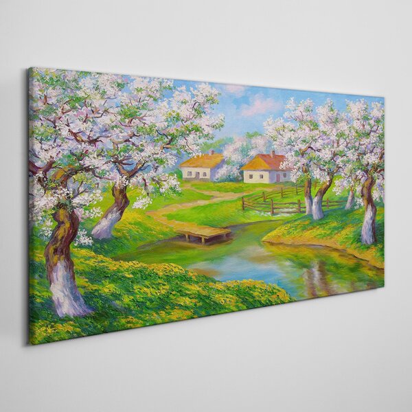 Obraz na plátně Obraz na plátně Krajiny stromy květiny voda