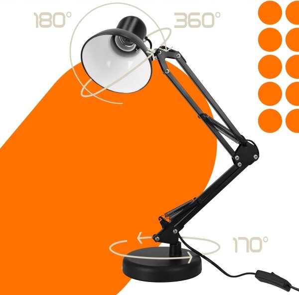 Stolní lampa s klipem 2v1 1xE27/60W/230V černá