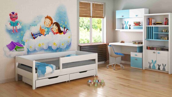Dětská postel + šuplíky + matrace pěna-kokos - MIX 160x80cm - Bílá