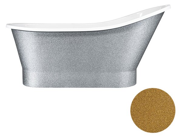 Besco Volně stojící vana z litého mramoru Gloria Glam G 150x67 (160x67,5) Barva: Bílá/stříbrná, Rozměry (cm): 150x67