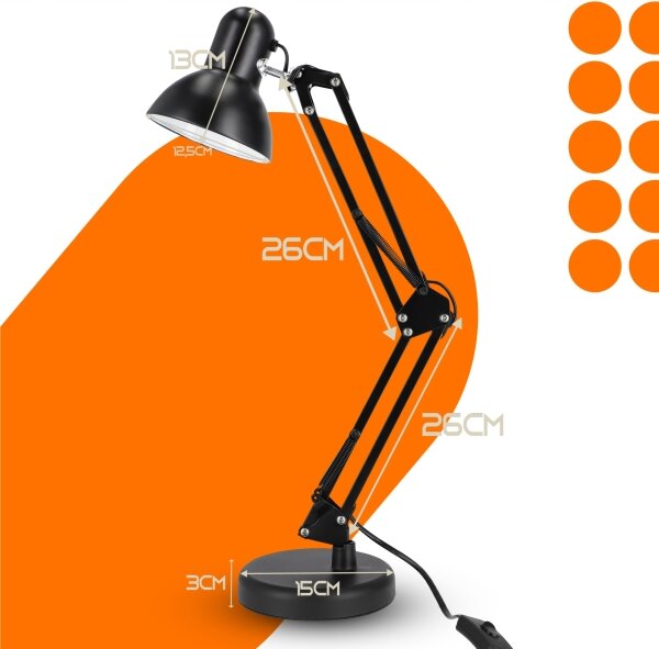 Stolní lampa s klipem 2v1 1xE27/60W/230V černá