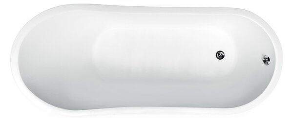 Besco Volně stojící vana z litého mramoru Gloria Glam G 150x67 (160x67,5) Barva: Bílá/stříbrná, Rozměry (cm): 150x67