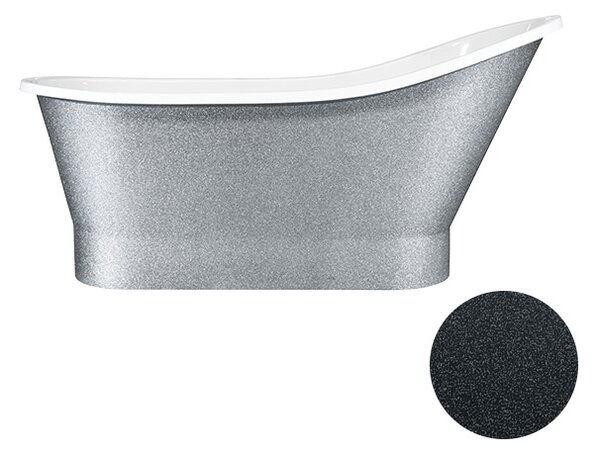 Besco Volně stojící vana z litého mramoru Gloria Glam G 150x67 (160x67,5) Barva: Bílá/stříbrná, Rozměry (cm): 150x67